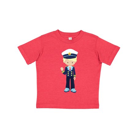 

Inktastic Cute Boy Boat Captain Skipper Blond Hair Gift Toddler Boy Girl T-Shirt