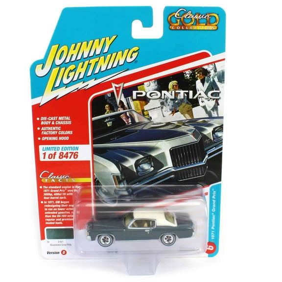1/64 Johnny Lightning Classic Gold 3B 1971 Pontiac Grand Prix Blue JLCG030-B6