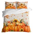thumbnail image 2 of Queen Size 3 Pieces Duvet Cover Sets Fall Pumpkin Sunflower Maple Leaf Bedding Set,Microfiber Soft Comforter Cover with Pillow Shams,Luxury Quilt Covers for Bedroom Thanksgiving Theme Retro Linen, 2 of 9