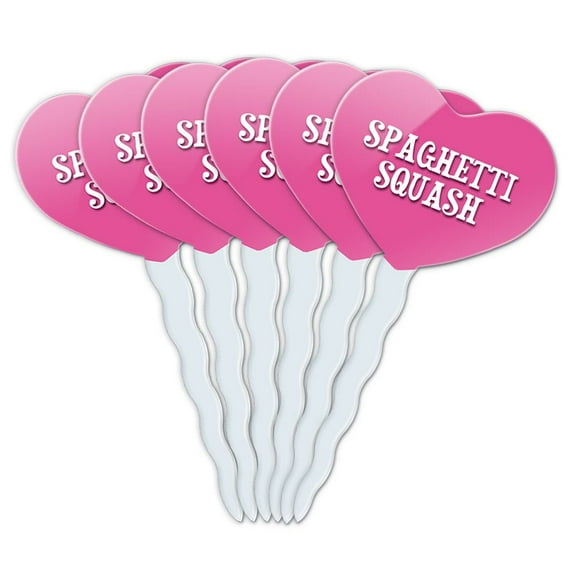 Spaghetti Squash Heart Love Cupcake Picks Toppers - Set of 6