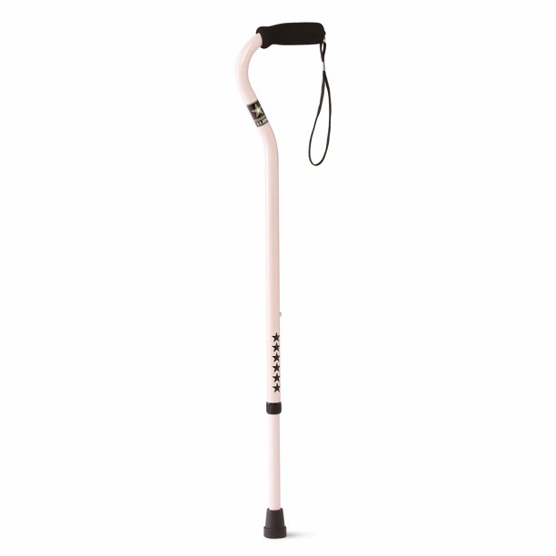 Medline U.S Army Offset Walking Cane, Aluminum Cane with Foam Handle