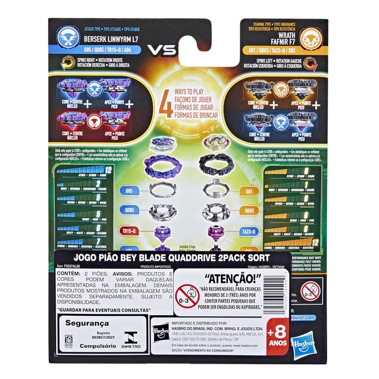 Beyblade Burst QuadDrive Wrath Fafnir F7 and Berserk Linwyrm L7