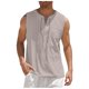 thumbnail image 1 of camisas de lino de algodón sueltas ocasionales de los hombres camisa de color blusa chaleco sin mangas camisas de playa tops camello / m, 1 of 4