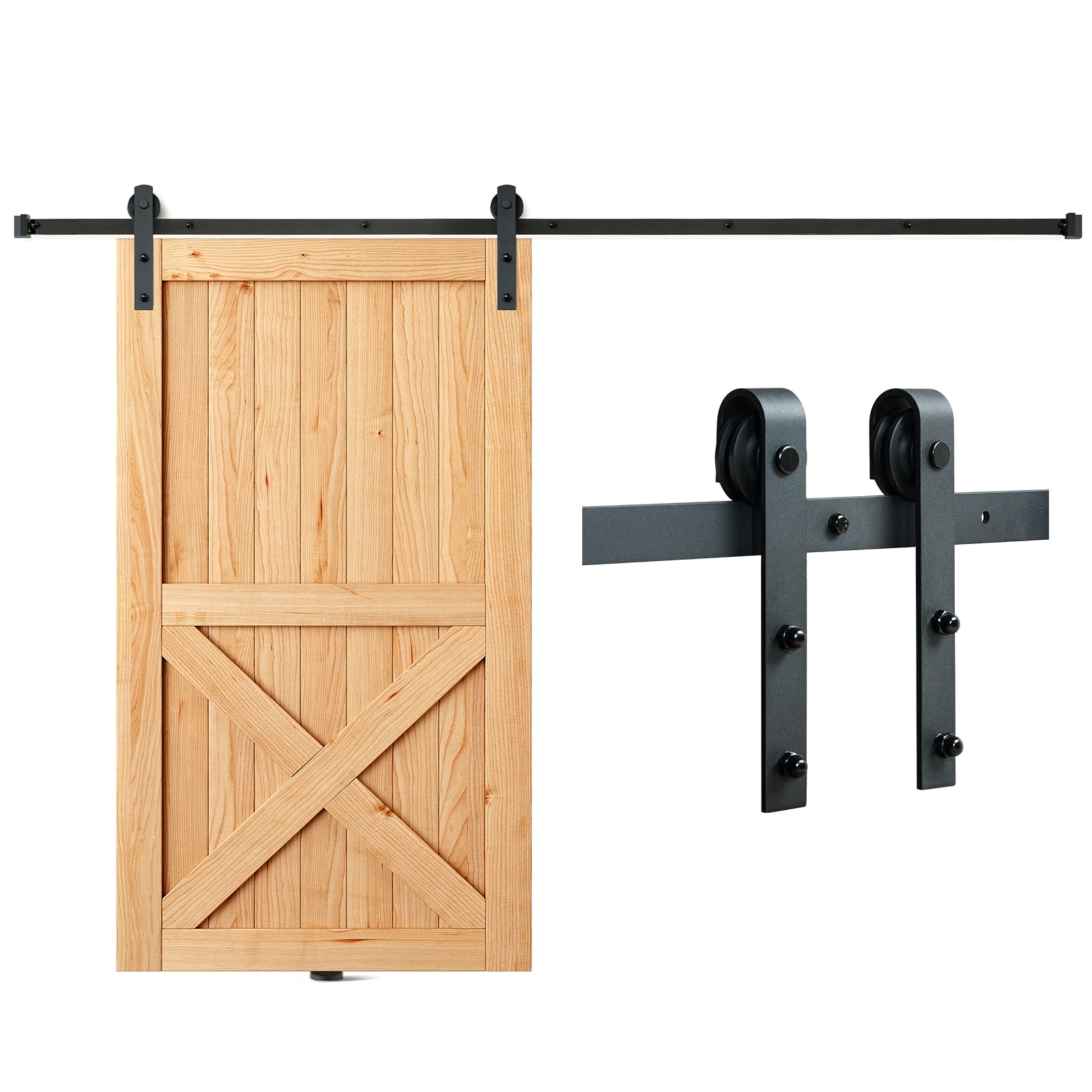 SKYSHALO J Hanger Sliding Barn Door Hardware Closet Track Kit for Single Door 10FT