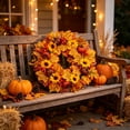 thumbnail image 4 of SHENGXINY Halloween Wreaths,Warm Harvest Sunflower Pumpkin Maple Wreath for Wall Entryway Fall Festive Hanging Ornament, 4 of 7