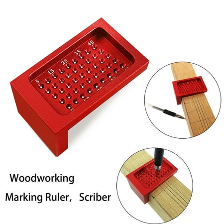 

XINKAIRUN Carpentry T-Type Marking Hole Aluminum Alloy Crossed Gauge Measuring Feet Tool(Buy 2 Get 3) Red