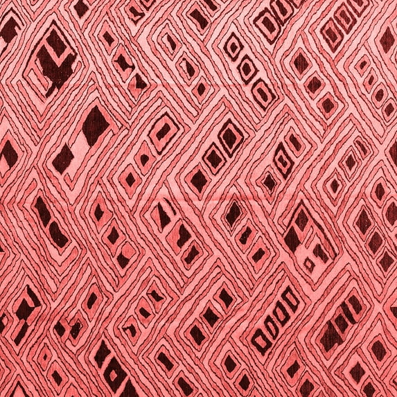 Ahgly Company Indoor Square Abstract Red Modern Area Rugs, 8' Square
