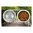 thumbnail image 1 of Forest Pet Mat for Food and Water, Nature Boardwalk Through Green Archway Bridge Foliage Trees Sunny Summer Day, Non-Slip Rubber Mat for Dogs and Cats, 18" X 12", by Ambesonne, 1 of 2