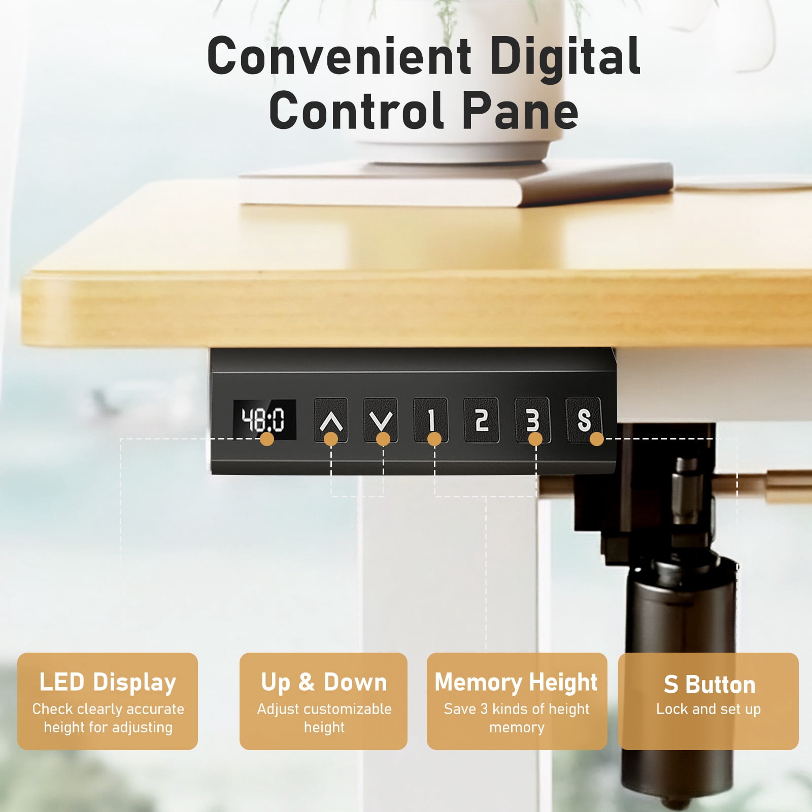 40" x 24" Electric Height Adjustable Standing Desk with Memory Presets, Ergonomic Sit-to-Stand Desk for Home Office, Natural