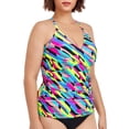 thumbnail image 4 of RELLECIGA Women's V Neckline Ruched Tankini Top Swimsuits, 4 of 7