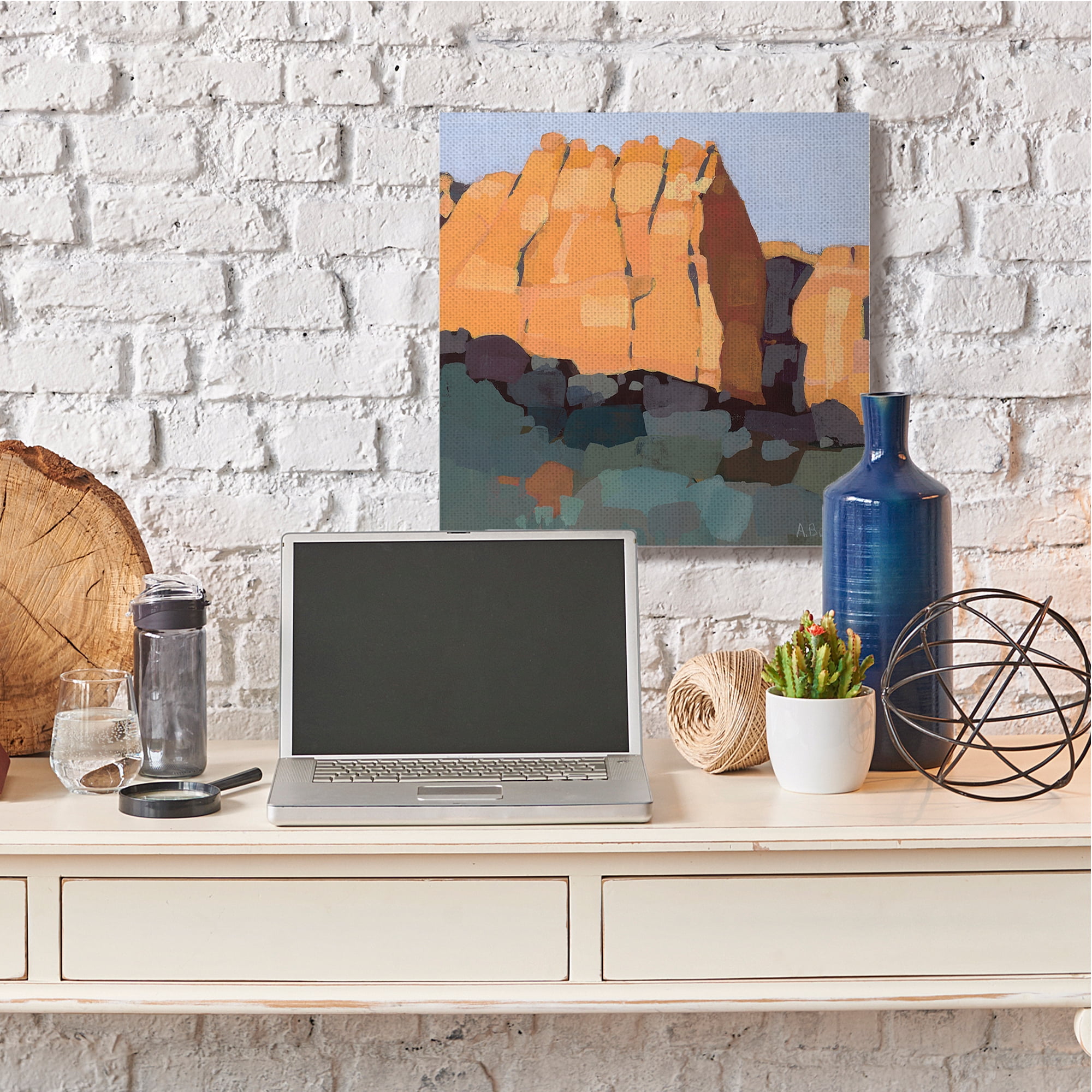 Stupell Industries Canyon Side Abstract Landscape Southwestern Mountains Canvas Wall Art, 36 x 36, Design by Anne Becker