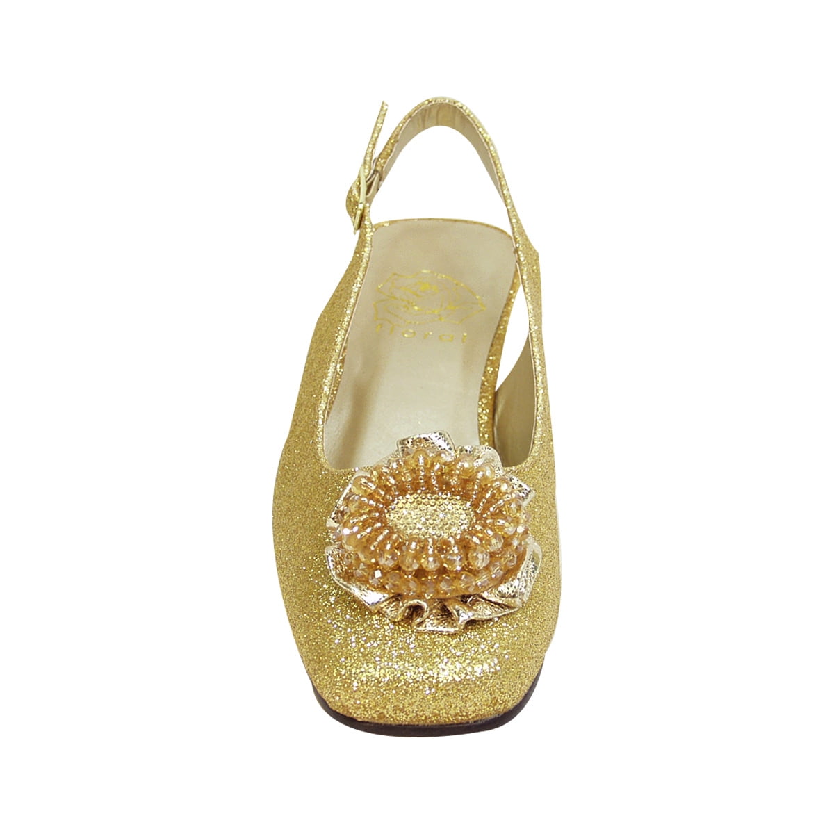 FLORAL Dara Women Extra Wide Width Flower Bow Glitter Slingback