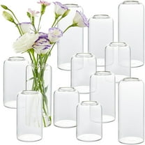Bud Vases in Bulk Set of 12, Glass Small Vases for Flowers, Modern Cylinder Flower Vases for Wedding Centerpiece, Living Room Decorative, Home Decor