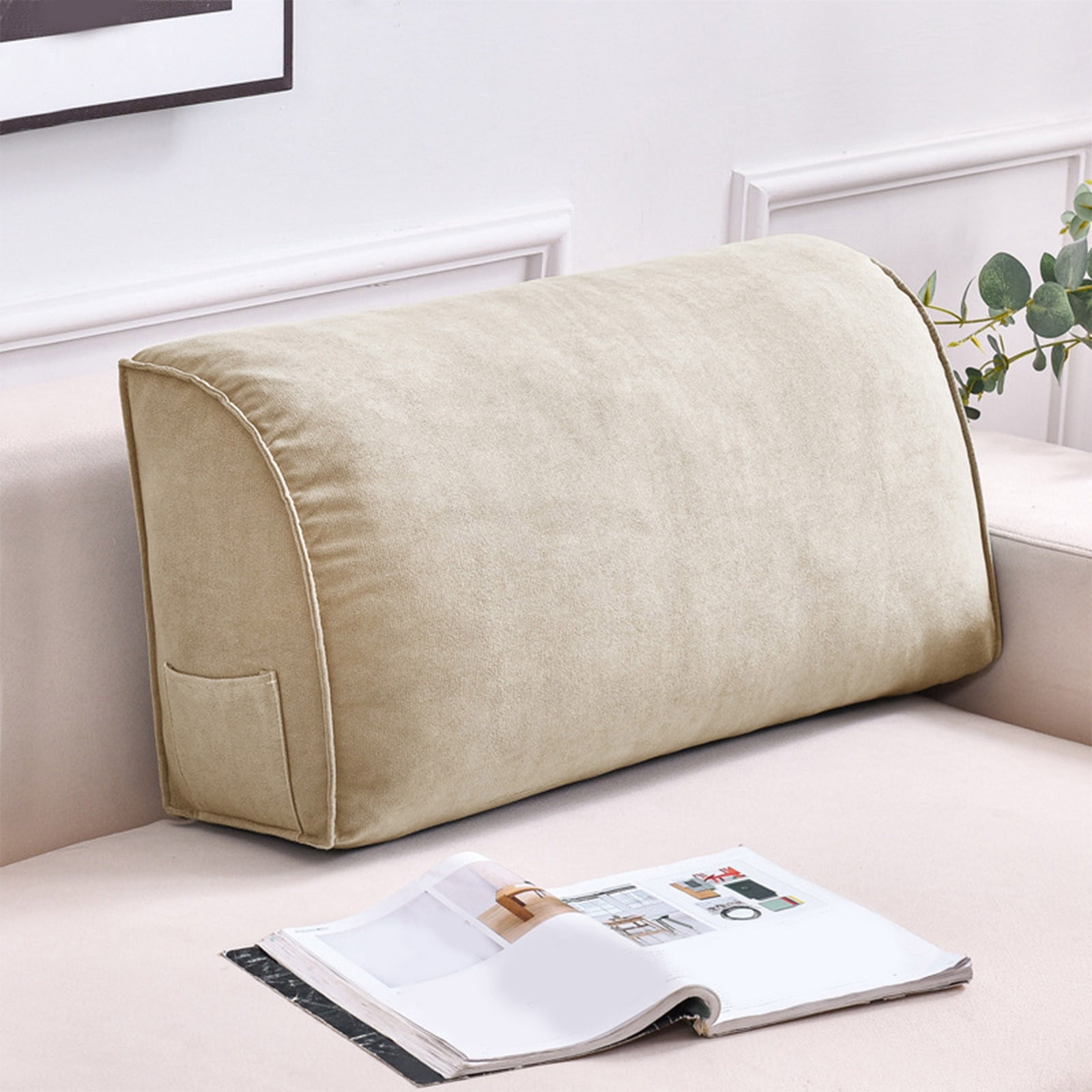Extra Thick Wedge Back Cushion for Sofa and Bed, Orthopedic Lumbar Support Pillow with Removable Cover, Reading Headboard Pillow for Living Room, Waist Neck Back Pain Relief Comfort