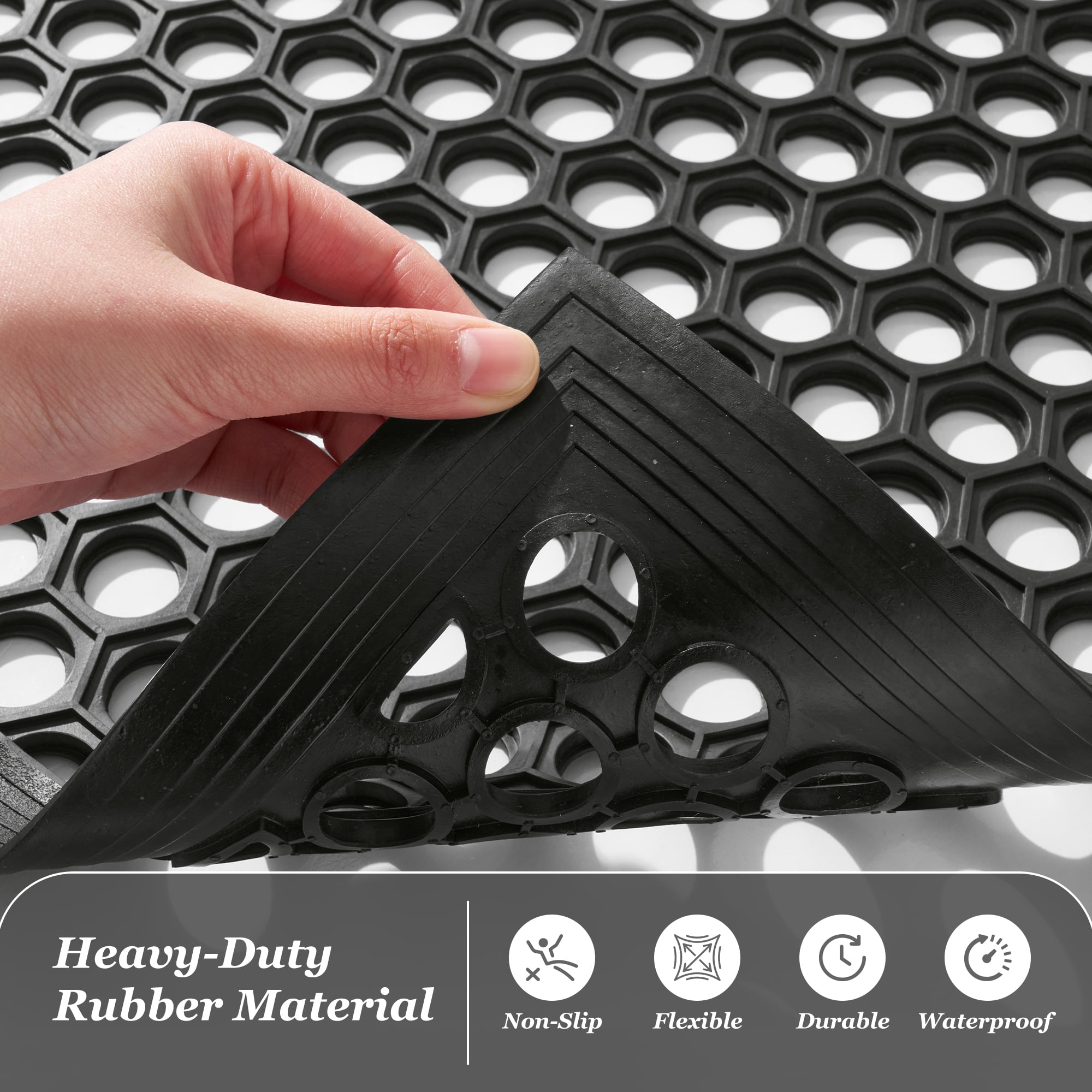 SIXHOME Outdoor Doormat Rubber Non-Slip Front Door Mat Waterproof Heavy Duty Doormat for Outside Low Profile Dirt Trapper Outdoor Mat Welcome Mat 24" x 35" Black