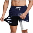 thumbnail image 3 of Iyufng Mens Double Layer Lining Shorts Summer Fashion Printed Beach Shorts with Pockets , Elastic Waistband, Drawstring, 3 of 7