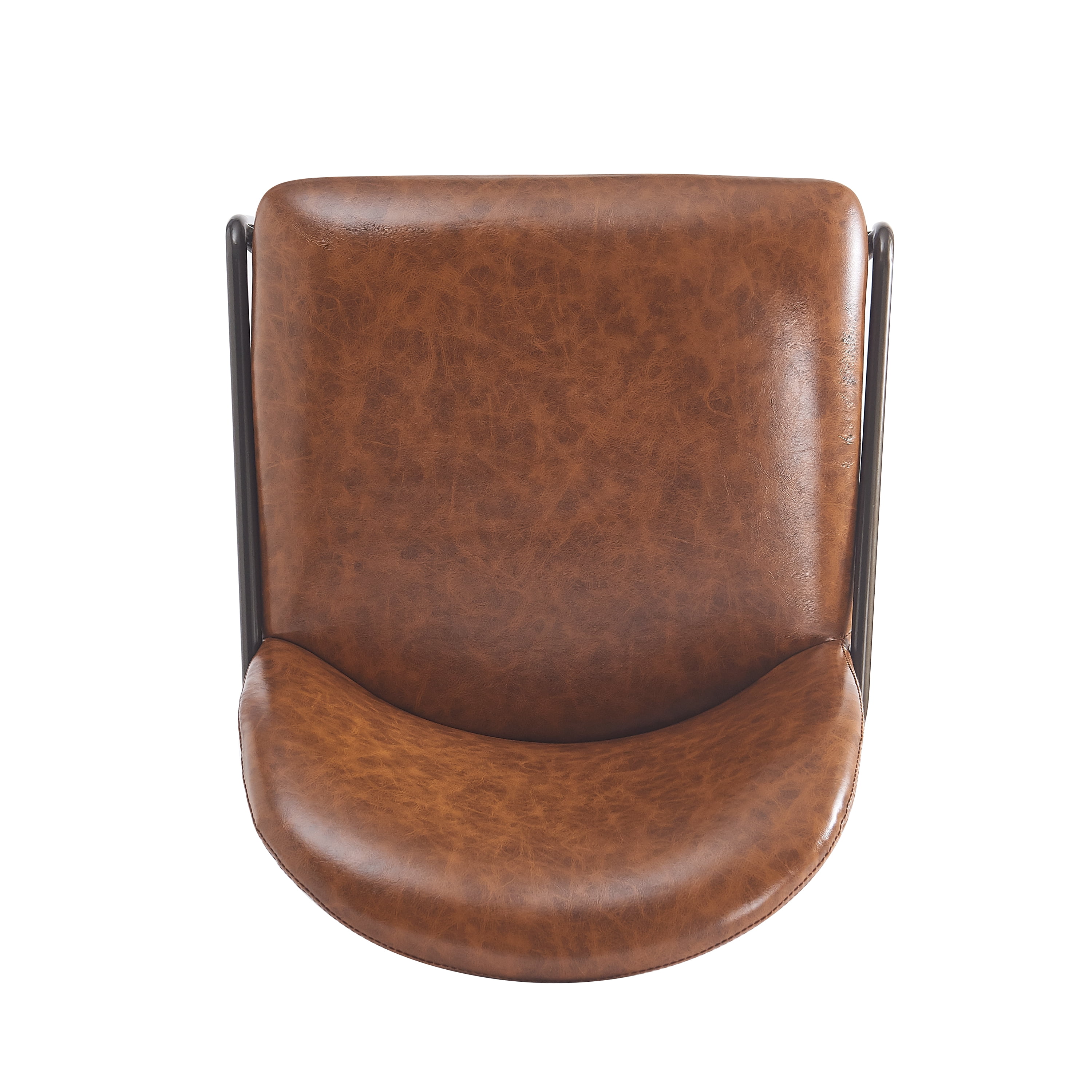 Kitchen Bar Stools, Counter Height Stools with Brown Faux Leather Seat and Antique Bronze Metal Frame, Upholstered Dining Stools for Kitchen, Bistro, Cafe, Set of 2