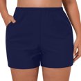 thumbnail image 3 of Prolriy Swim Shorts Women Plus Size High Waist Bikini Bottoms Swim Briefs Beach Shorts Ruched Bottom High Cut Swim Bottom Full Coverage Swimsuit Bottom Sports Yoga Shorts for Women Dark Blue L, 3 of 7