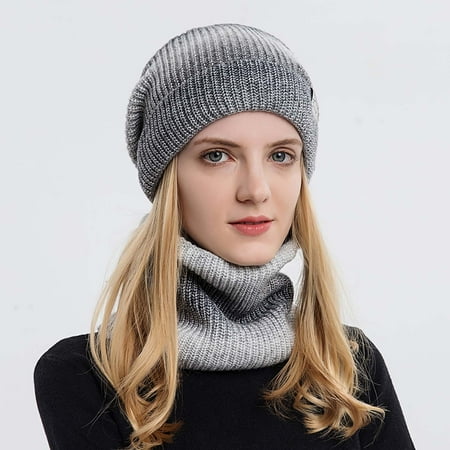 

Zedker Autumn Winter Gradient Color Woolen Hat Thickened Warm Ear Protection Cold-proof Knitted Hat Bib Set Warehouse Sale Clearance
