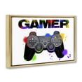 thumbnail image 3 of Stupell Industries Gamer with Rainbow Splashes Quotes and Sayings Painting Gold Floater Framed Canvas Art Print Wall Art, 25 x 17, 3 of 9
