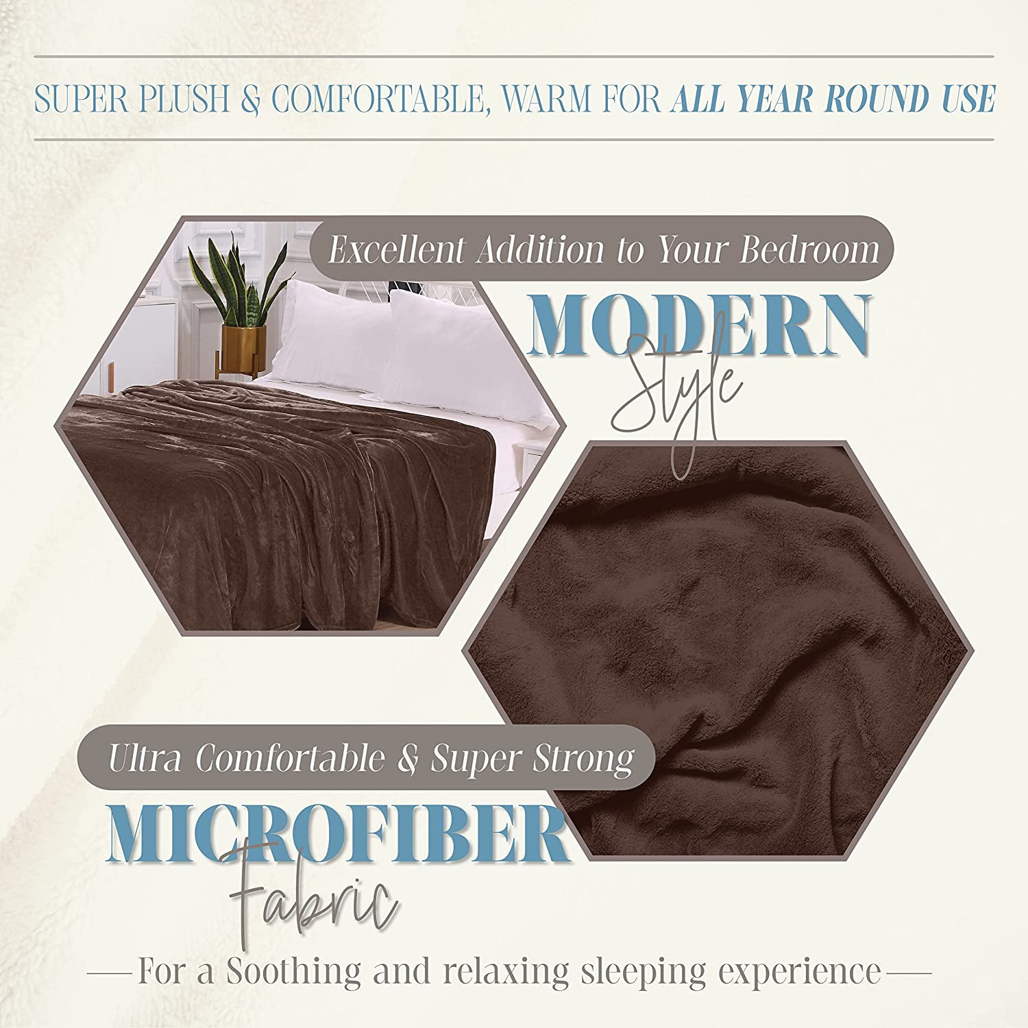 Elegant Comfort Fleece Blanket, Ultra Soft Plush Flannel, Lightweight All-Season Throw, Cozy Microfiber Bed Blanket, Solid Design King/Cali King, Chocolate Brown