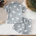 thumbnail image 5 of Tiijoy Boys Summer Outfits Dinosaur Print Short Sleeve Linen Shirt Shorts Set, Sizes 6M-4T, 5 of 6