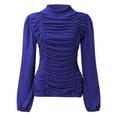 thumbnail image 6 of Baqcunre Sweatshirt For Women Womens Elegant Turtleneck Ruched Ruffle Trim Long Sleeve Blouse Shirt Top Womens Fall Tops T Shirts For Women Green XXL, 6 of 9