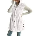 thumbnail image 5 of Mohiass Women Sleeveless Sherpa Outerwear Vests Long Button Down Fleece Lined Hooded Jackets Soft Comfy Fuzzy Sweater Vests White 2XL, 5 of 6