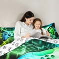 thumbnail image 4 of jejeloiu Gaming 7pcs Bedding Comforter Set,Green Blue Gamepad Controller Queen Bedding Sets,Modern Video Game Queen Sheet Sets For Boy,Microfiber Room Decor Reversible, 4 of 8