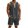 thumbnail image 2 of Favoffer Men 2 Piece Outfits Mens Short Sets Summer Casual Sleeveless Tops Elastic Waist Shorts Beach Vacation Travel, 2 of 8