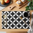 thumbnail image 2 of Placemats Set of 6, Black Rhombus Woven Placemat, Linen Place Mats for Kitchen/Dining Tables, Retro Abstract Geometric Pattern Washable Table Mats for Party, 2 of 8