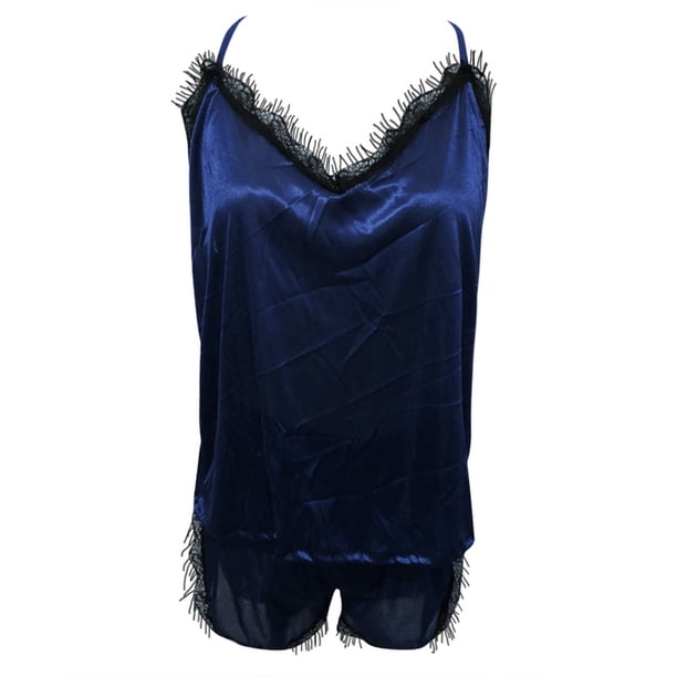 Gibobby Lenceria mujer sexy Conjuntos de lencería Sujetador de lencería Ropa de dormir Sexy Sexy y liga de encaje Panty Nueva ropa interior Mono(Azul oscuro 3XL)