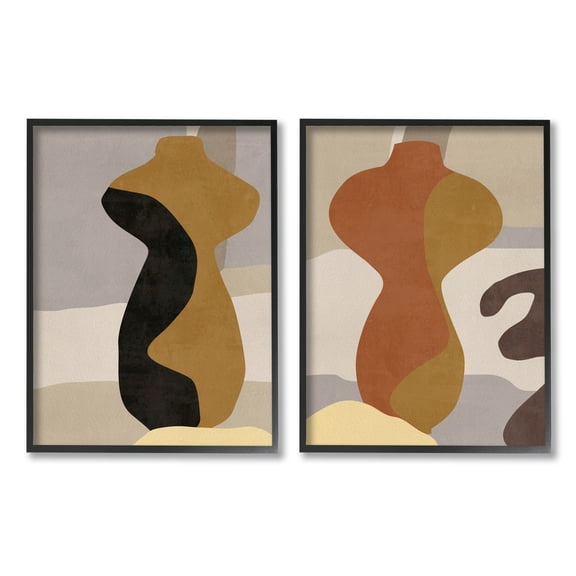 Stupell Industries Brown Boho Vases Abstract Painting Black Framed Art Print Wall Art, 11 x 14