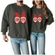 thumbnail image 1 of Gibobby Sudadera Mujer Moda Sudadera con capucha deportiva informal para parejas para el día de San Valentín con estampado de animados y sin capucha (para mujeres)(Gris, S), 1 of 5