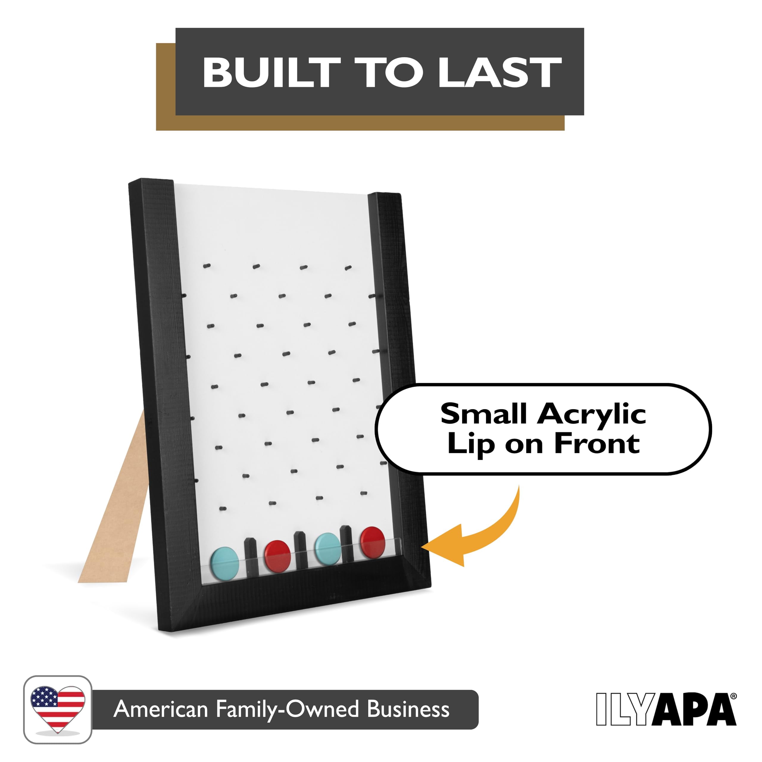 Ilyapa Tabletop Plinko Board Game - 13x17 Inch Portable Prize Drop Plinko Board for Events and Trade Show - Penny Drop Game Includes 8 Coin Discs, Wooden A-Frame Whiteboard Sign, Eraser