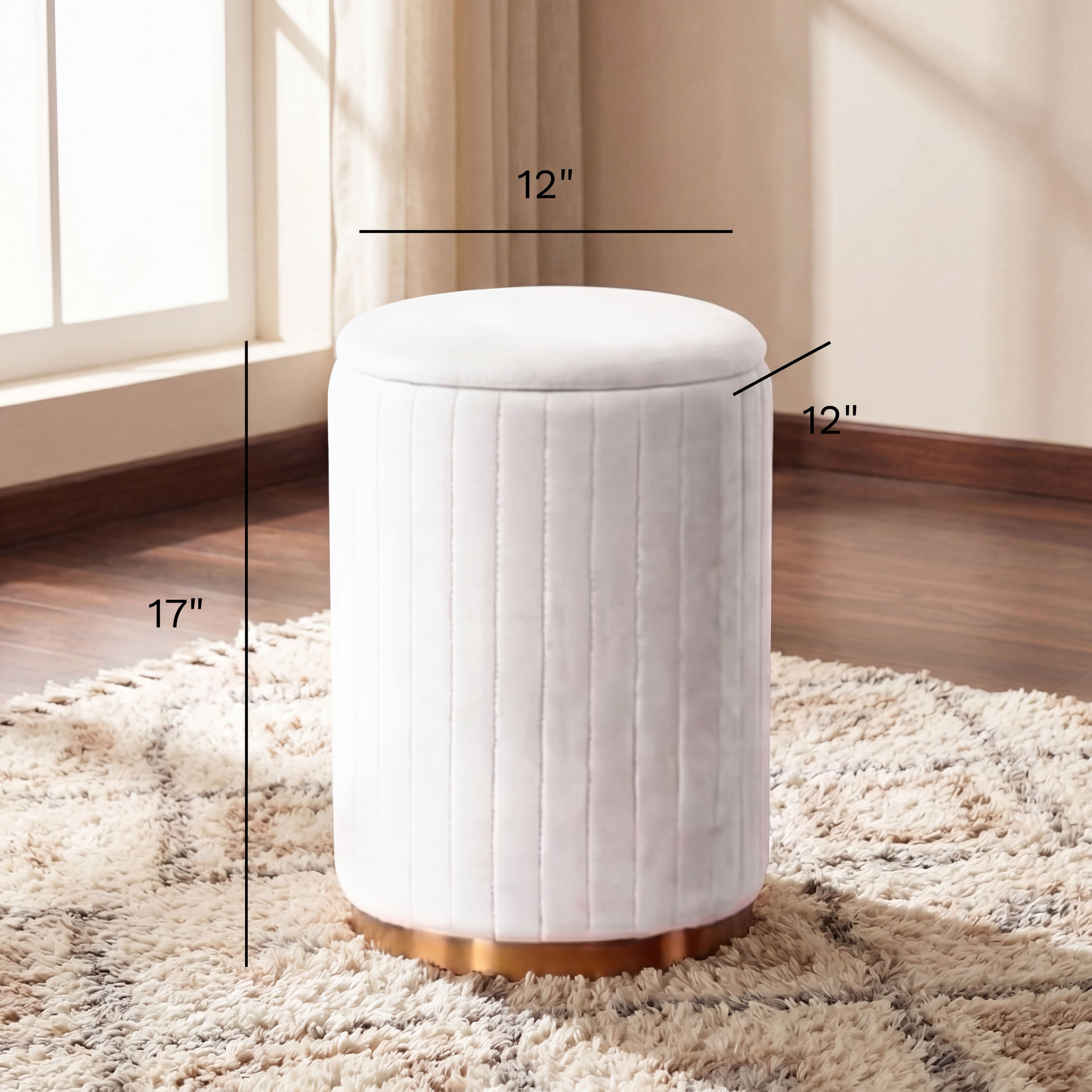 Ember Interiors Makeup Vanity Stool with Storage, White