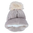 thumbnail image 2 of CTM  Knit Winter Beanie with Cuff and Synthetic Fur Pom (Women), 2 of 4