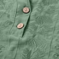 thumbnail image 7 of Womens 3/4 Sleeve Tops Cotton Linen Shirts Embroidered V Neck Button Boho Blouses Loose Fit Dressy Casual Tunic Top, 7 of 7