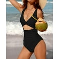 thumbnail image 5 of Charmo Womens V Neck One Piece Swimsuit High Cut Backless Cut Out Bathing Suits Swimwear, 5 of 7
