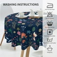 thumbnail image 5 of Spring Summer Floral Tablecloth Round 60 Inch Farmhouse Navy Blue Background Wildflower Round Tablecloth Polyester Washable Table Cover Table Cloth for Kitchen Dining Room Picnic Patio Party, 5 of 6