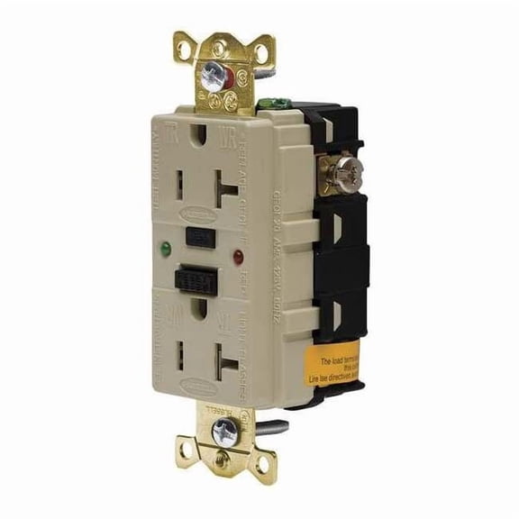GFCI Receptacle, 20A, 125VAC, 5-20R, Ivory