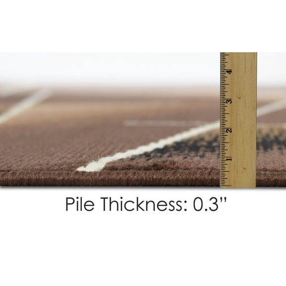 HR HANDCRAFT RUGS HR Square Pattern Area Rug Box Pattern Modern Carpet Comfy shed Free Stain Resistant Chocolate - 5'2" x 7'1"