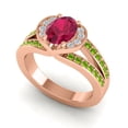 thumbnail image 2 of Diamond-Capitals 2.35 Carat Fine Oval Cut Red Ruby & Peridot Gemstone Womens Ring for Wedding and Engagement 14K Rose Gold Size 11, 2 of 8