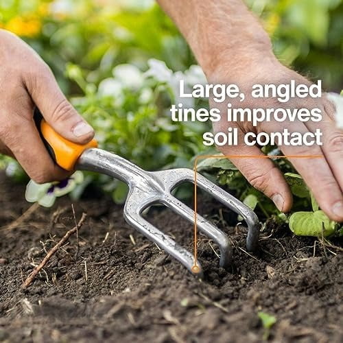 Ergo Cultivator for Digging, Aerating Soil, and Weeding, Heavy Duty Garden Tool with Hanging Hole