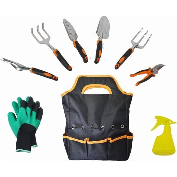 RKXQT Garden Tools Set, 9 Pieces Gardening Tools, Garden Hand Tools, Gardening Gifts for Women and Kids.