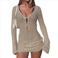 thumbnail image 1 of Vestido de Crochet de Larga para Mujer Caqui M, 1 of 7