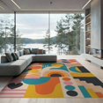 thumbnail image 2 of ODIKA 8'x10' Vibrant Multicolor Geometric Design Washable Area Rug Modern Abstract Patterns with Bold Shapes Non-Slip Chair-Friendly Mat for Dining Room, Large Office, Lounge, 2 of 7