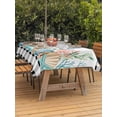 thumbnail image 2 of Coastal Corals Shells Outdoor Tablecloth - 60x120 Inch Rectangle Dining Table Cover, Ocean Marine Life Sstarfish Black Plaid Waterproof Outdoor Table Cloth with Umbrella Hole & Zipper for Patio, 2 of 7