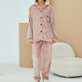 thumbnail image 3 of Homgro Women's Fuzzy Fleece Pajama Set Ladies 2 Piece Cozy Pjs Winter Warm Thermal Loose Baggy Soft Plush Lounge Set Fluffy Loungewear Button Down Long Sleeve Shirt Pants Set Pink 3X-Large, 3 of 5