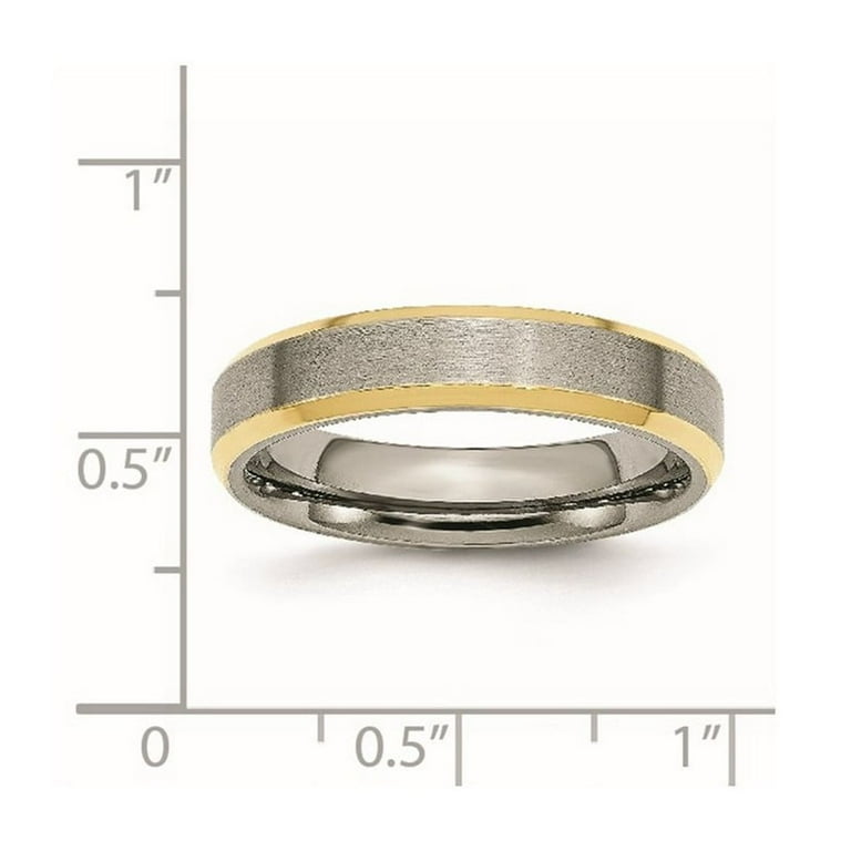 Titanium 5mm Gold Plated Beveled Edge Brushed and Polished Band 